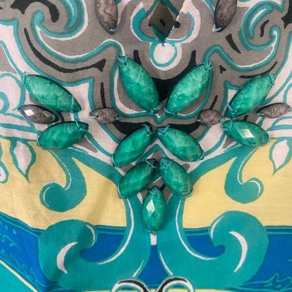 Hale Bob Cabana Silk Blend Coverup Tunic Size XS Beaded Embellished Blue EUC - Picture 6 of 8
